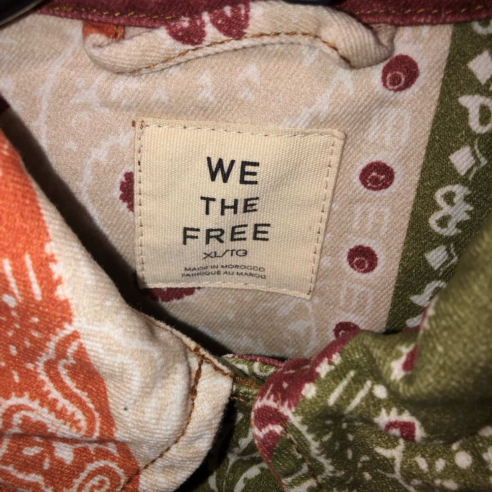 New Free People We The Free Opal Swing Bandanna Printed Denim Jacket Coat XL - Picture 6 of 7